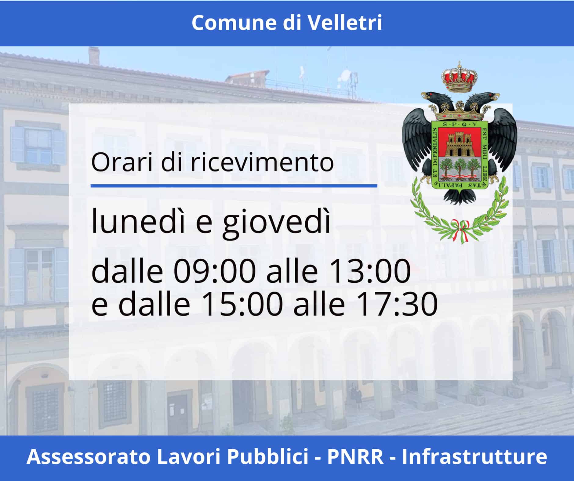 Orari di ricevimento al pubblico dell’Assessorato
